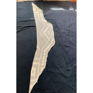 Crocheted Antique Mantle Scarf With Geometric Design 18" X 107"